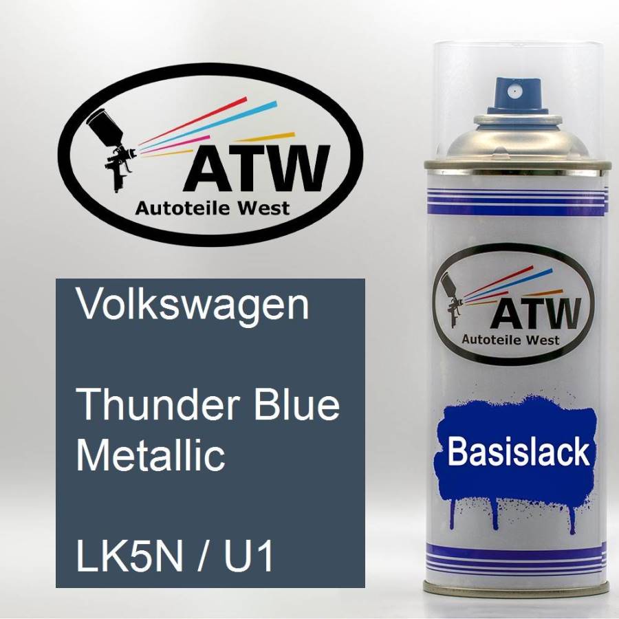 Volkswagen, Thunder Blue Metallic, LK5N / U1: 400ml Sprühdose, von ATW Autoteile West.